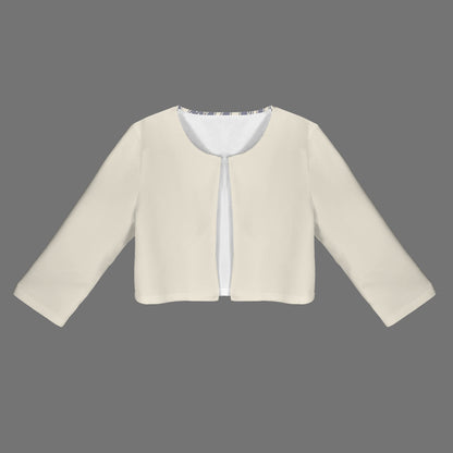 "Faith Ephesians 2:8" Antique White Women's Open Front Cropped Blazer