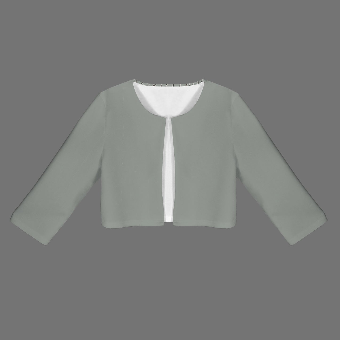 "Faith Ephesians 2:8" Grant Grey  Women's Open Front Cropped Blazer