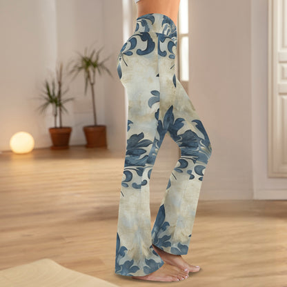 Vintage Pattern "Faith Ephesians 2:8" High Waist Crossover Tummy Control Flare Leggings