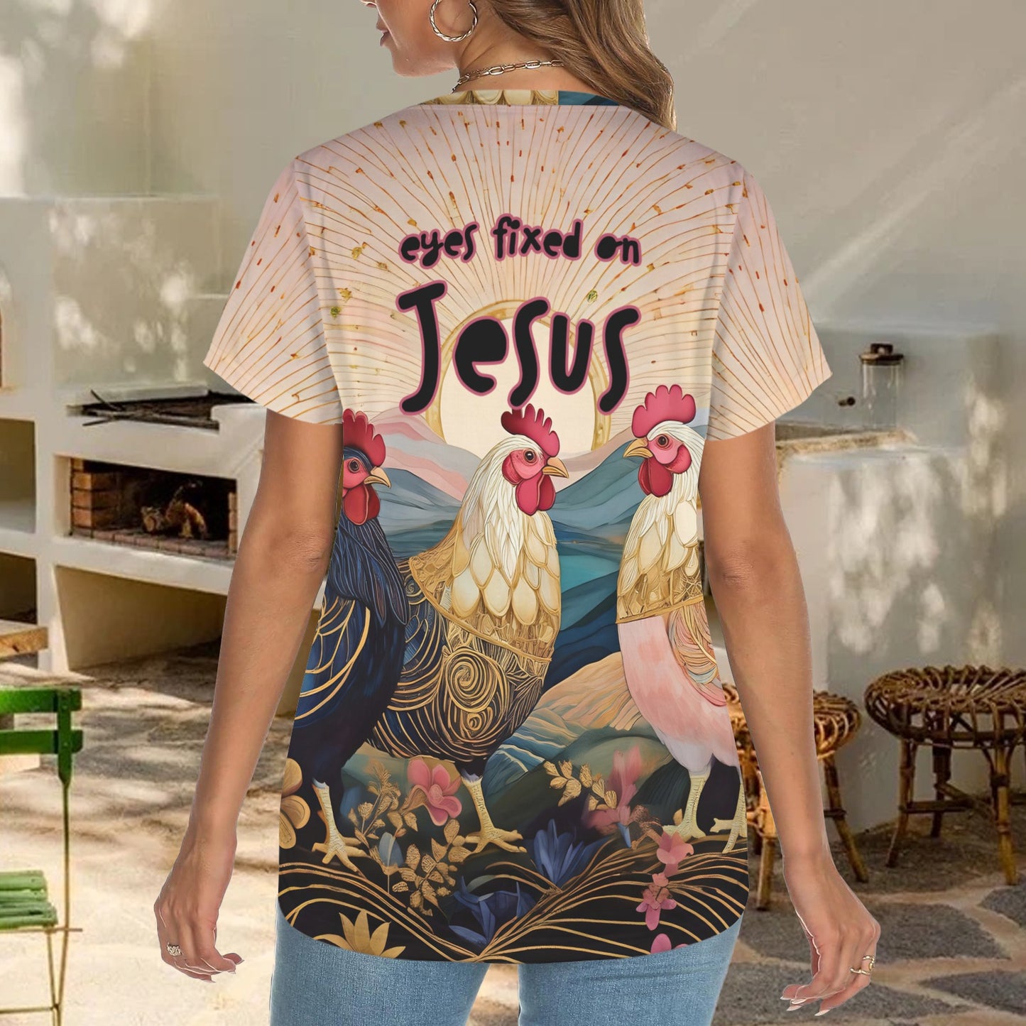 "Eyes Fixed on Jesus" Women's Crewneck Short Sleeve T Shirt