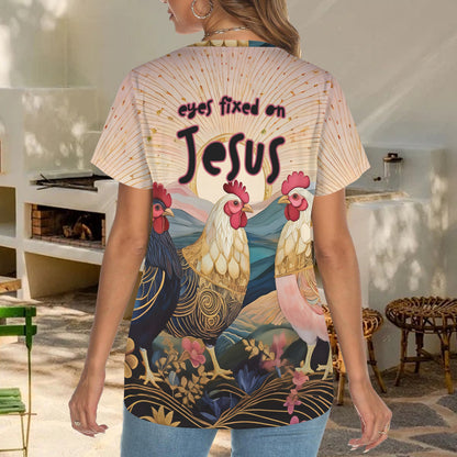 "Eyes Fixed on Jesus" Women's Crewneck Short Sleeve T Shirt