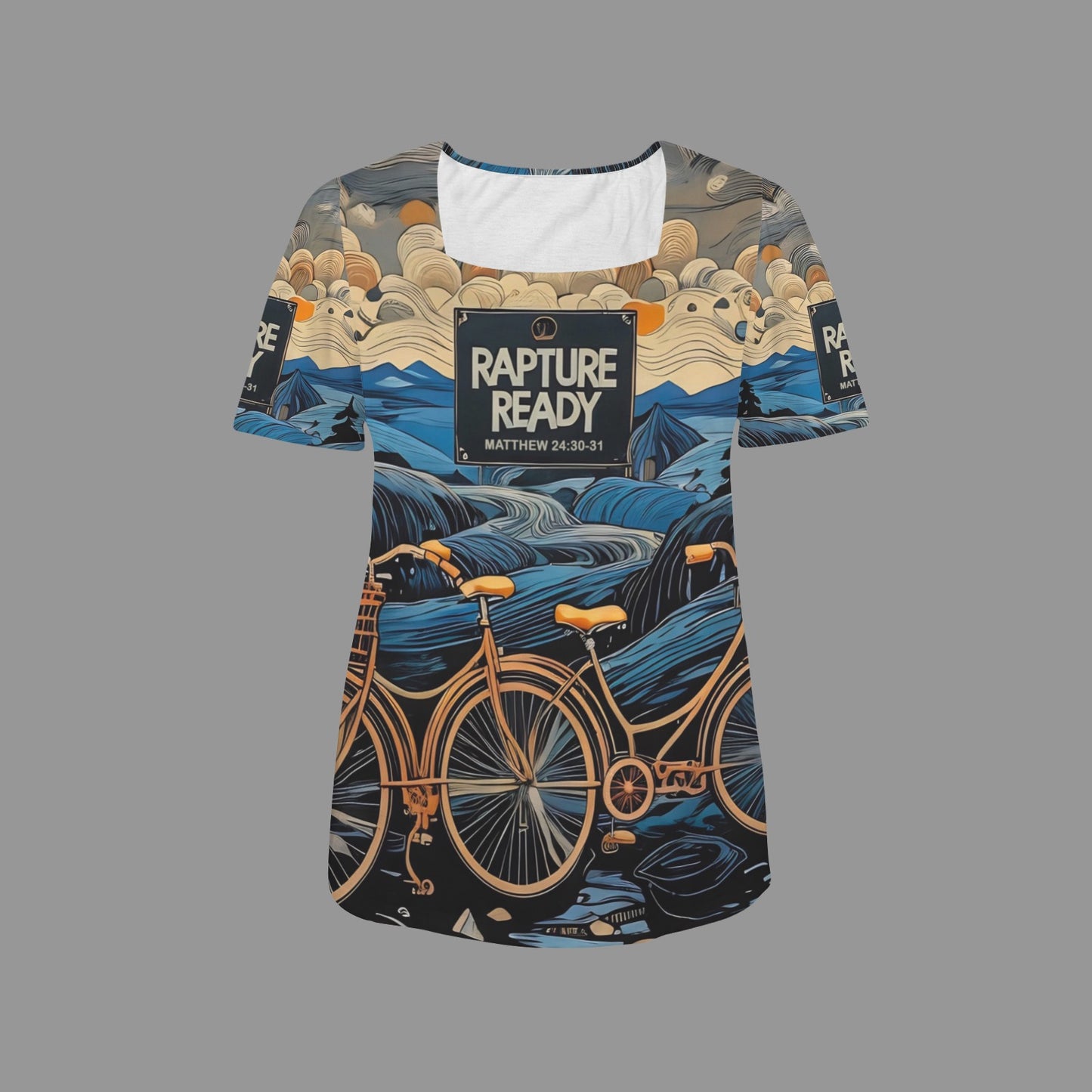 "Rapture Ready" Women's Square Neck Short Sleeve T-Shirts