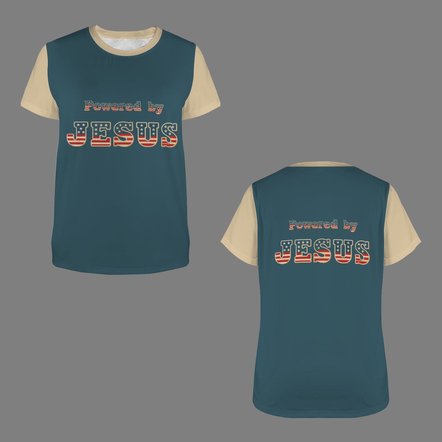 "Powered by Jesus" Women's Crewneck Short Sleeve T Shirt