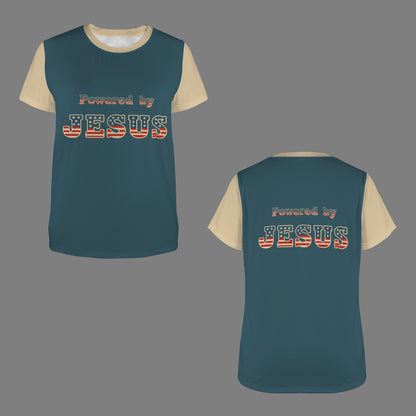 "Powered by Jesus" Women's Crewneck Short Sleeve T Shirt