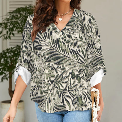 "Faith" Green & White Floral