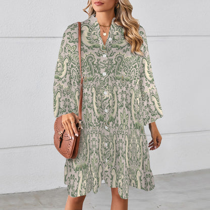 "Repent & Believe" Green Cream Damask