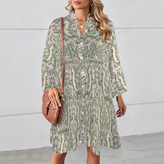 "Repent & Believe" Green Cream Damask