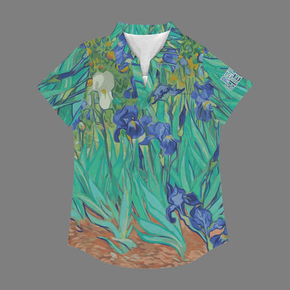 "Repent & Believe" Lily Green Blue Women's V Neck Pocket Polo Shirts