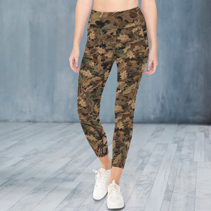 Repent & Believe Camo Faux Skin Lace-ups Women's High Waist Pockets Yoga Leggings