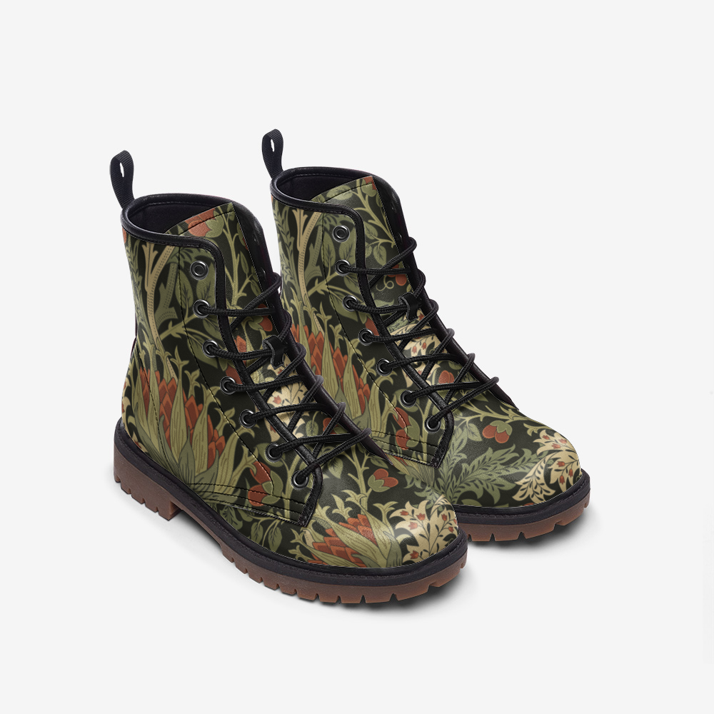 Green Floral Casual Leather Lightweight boots MT