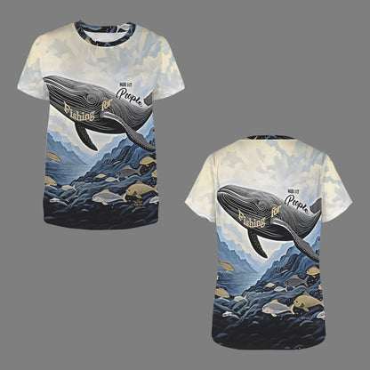 "Fishing For People" Whale Women's Crewneck Short Sleeve T Shirt