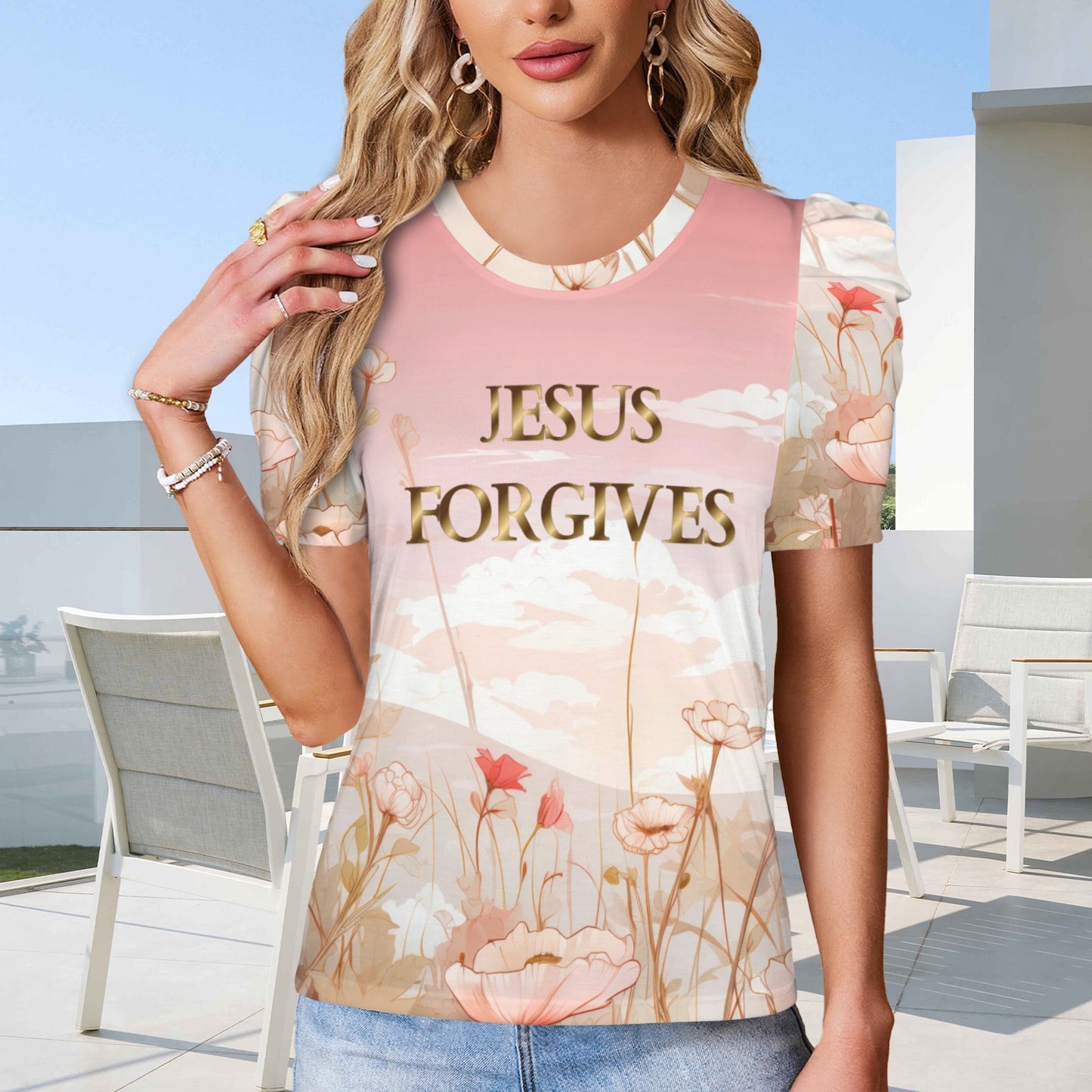 "JESUS FORGIVES" Pink Floral