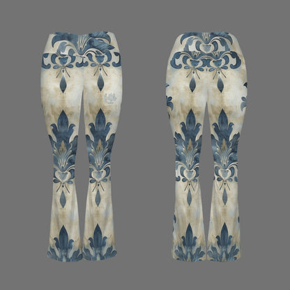 Vintage Pattern "Faith Ephesians 2:8" High Waist Crossover Tummy Control Flare Leggings