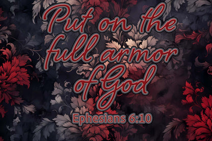 "Put on the full armor of God" Red & Gray Floral Women's Loose V-neck Short Sleeve T-shirt
