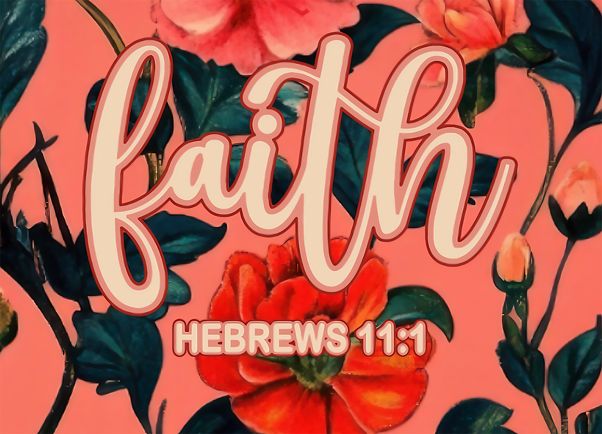 "Faith Hebrews 11:1" Pink Floral Women's Stacked Ruffle Sleeve Dress