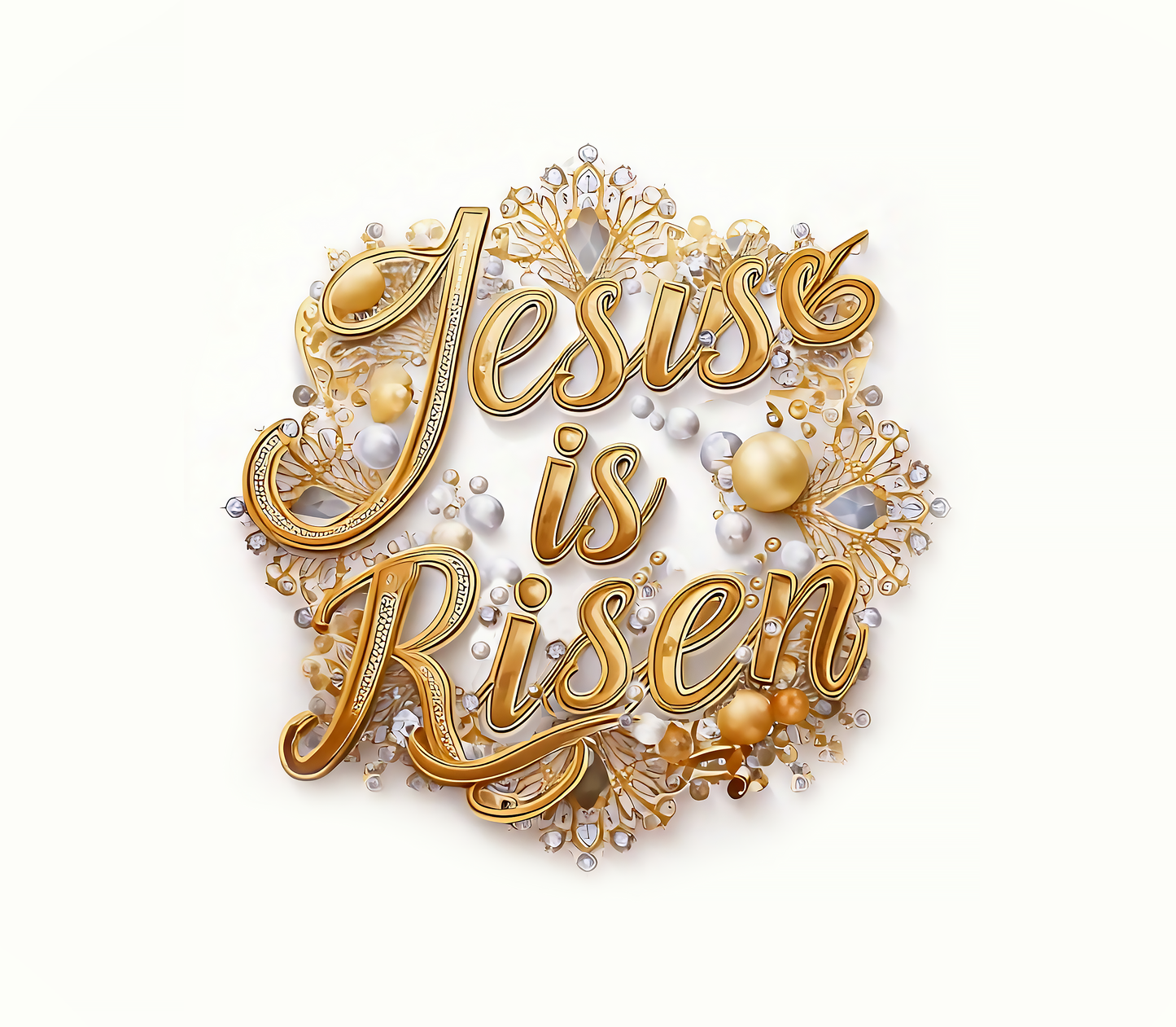 "Jesus is Risen" Gold & White Square Neck Short Sleeve T-Shirts