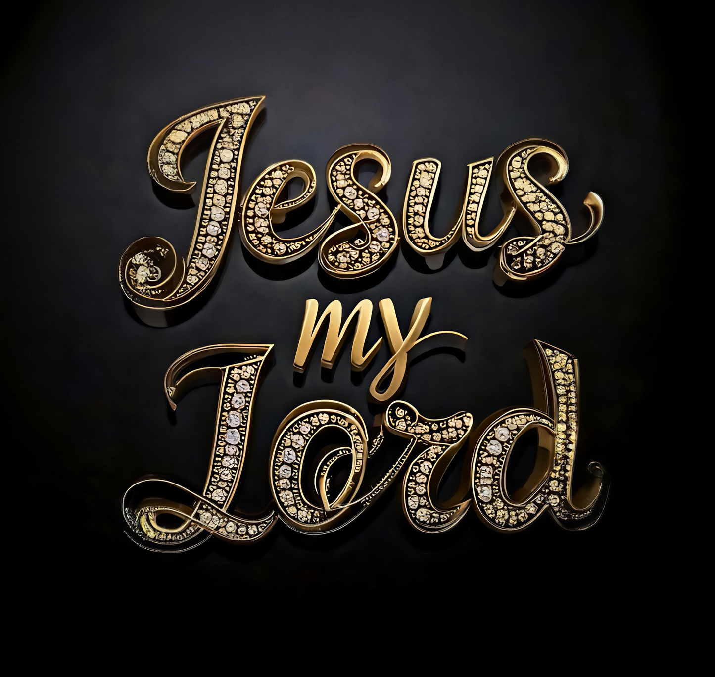 "Jesus my Lord" Black & Gold Women's Square Neck Short Sleeve T-Shirts