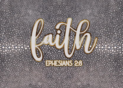 "Faith Ephesians 2:8" Gray Stingray Print Women's Cropped Jacket | 245GSM Cotton