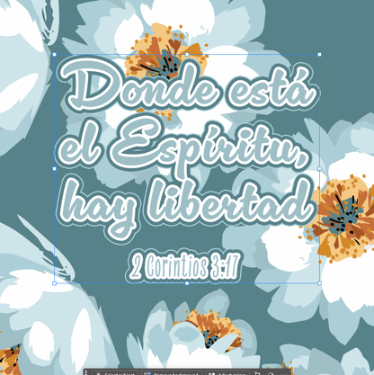 Vestido de manga larga para mujer con estampado floral azul y blanco "2 Corintios 3:17"