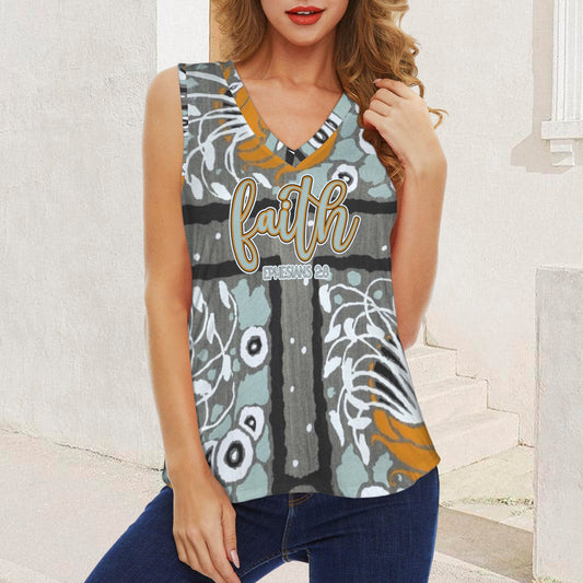 "Faith Ephesians 2:8" Orange Blue White Floral