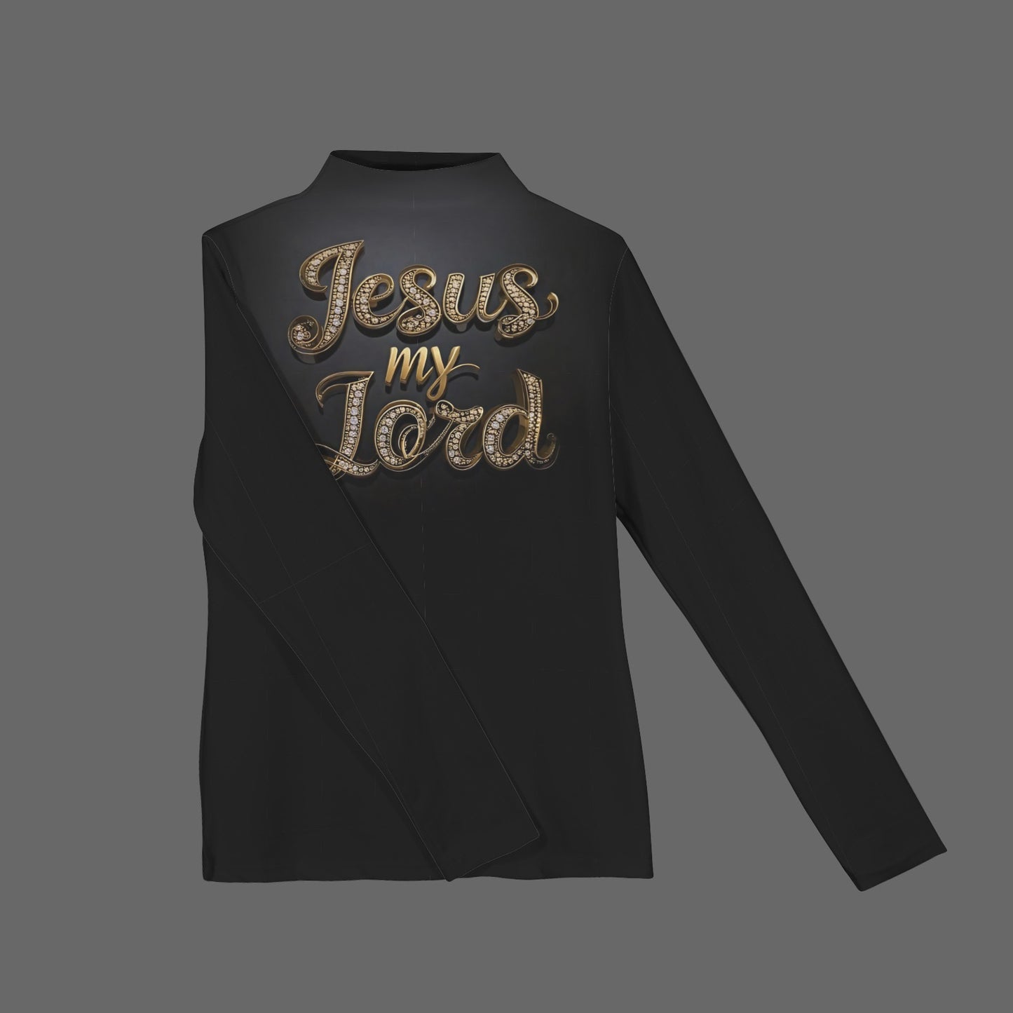 Jesus my Lord Black & Gold Women's Turtleneck Slim Long Sleeve T-Shirt