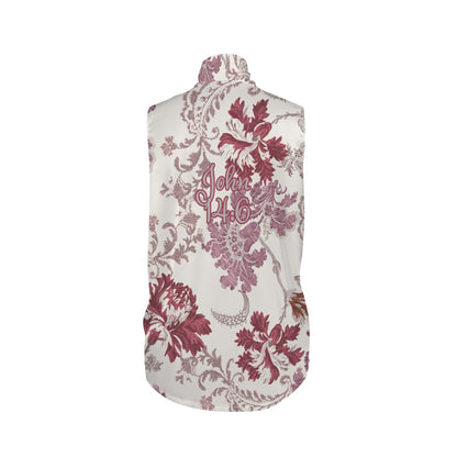 John 14:6 Red & White Women's Bow Tie V-Neck Sleeveless Shirt