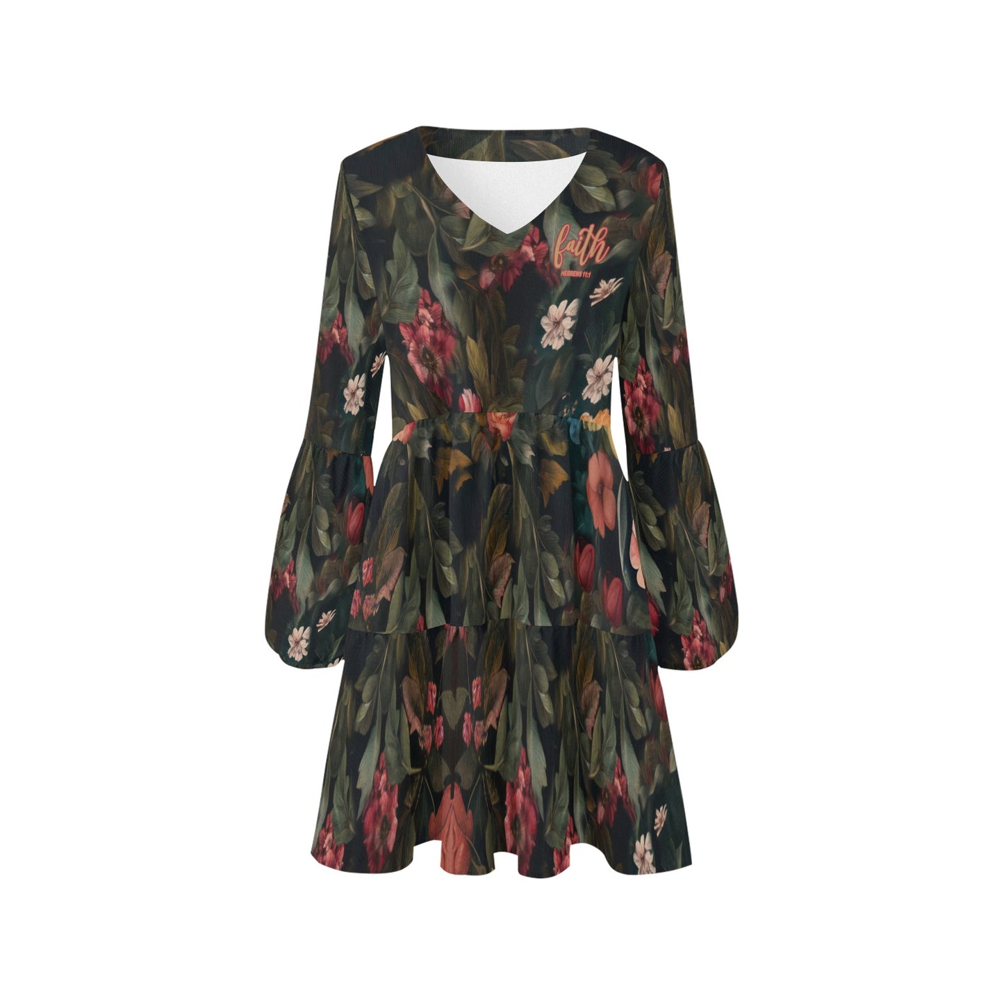 Faith Hebrews 11:1 Floral Women's V Neck Loose Fit Dress