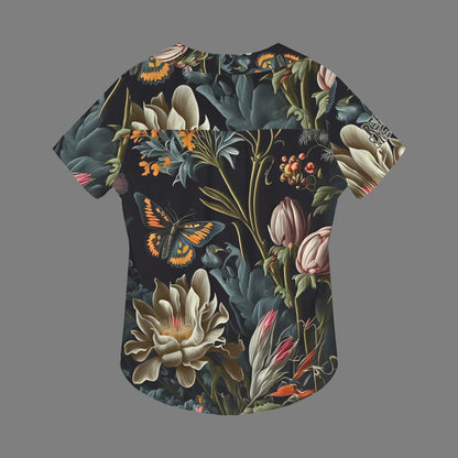 "Repent & Believe" Black Floral Women's V Neck Pocket Polo Shirts