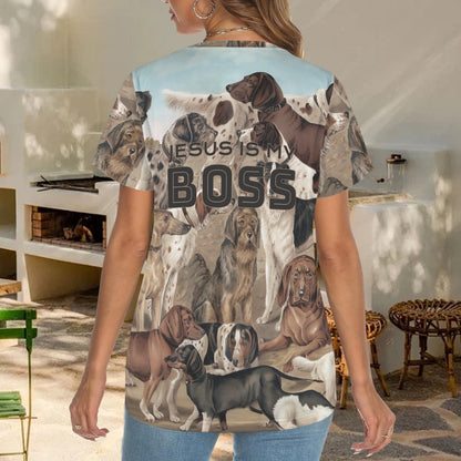 "Jesus is my Boss" Women's Crewneck Short Sleeve T Shirt