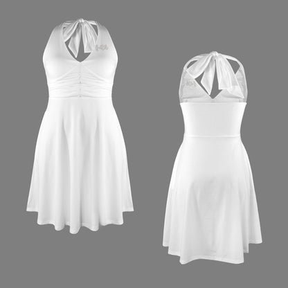 "Faith Ephesians 2:8" White Sleeveless Halter neck Pocket Dress