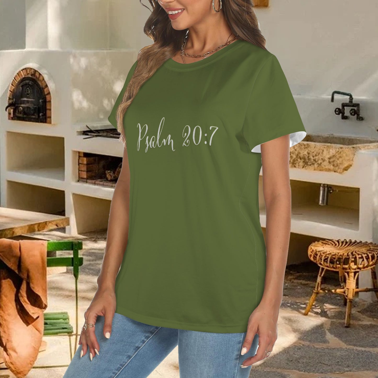 "We trust in the name of the Lord our God" Women's Crewneck Short Sleeve T Shirt