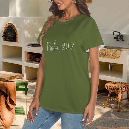 "We trust in the name of the Lord our God" Women's Crewneck Short Sleeve T Shirt