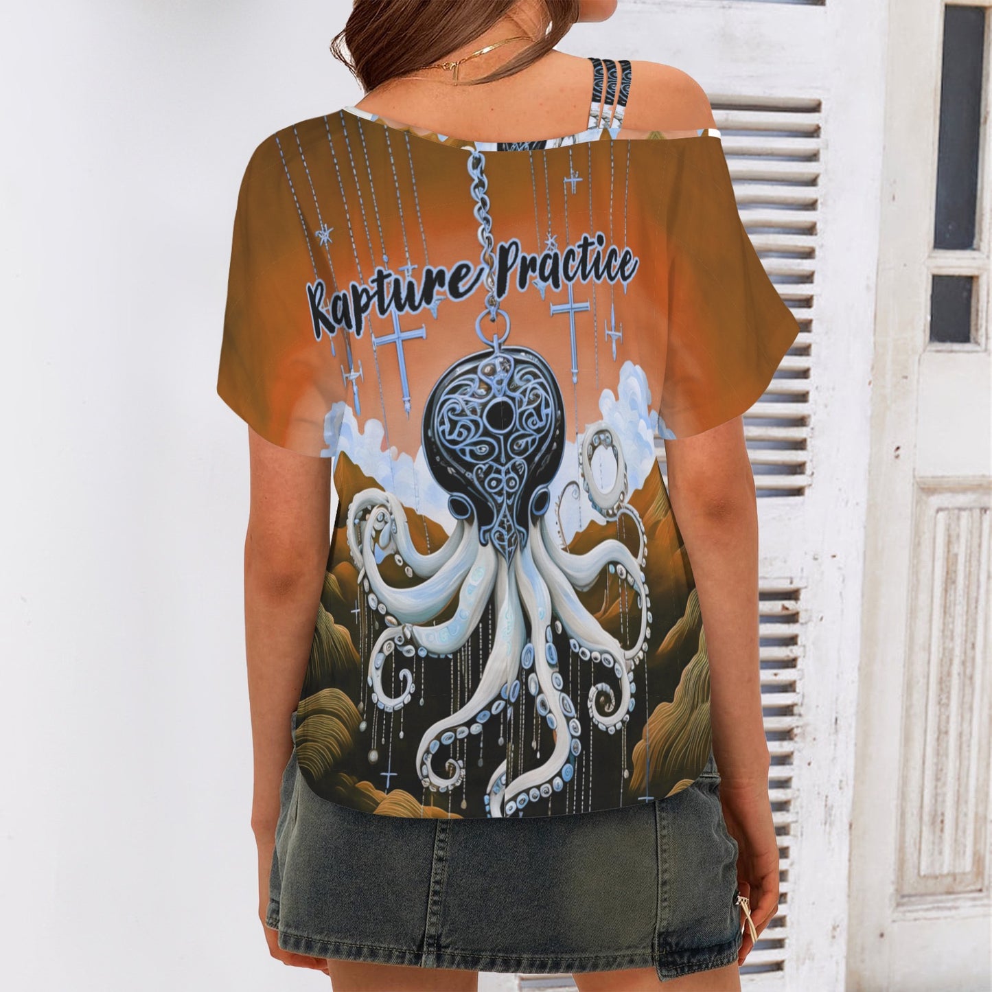 "Rapture Practice" Women's One Sided Cold Shoulder T-Shirt