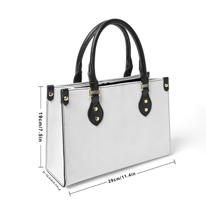 "Jesus is Lord" Faux Cream Leather Women's Tote Bag With Black Handle