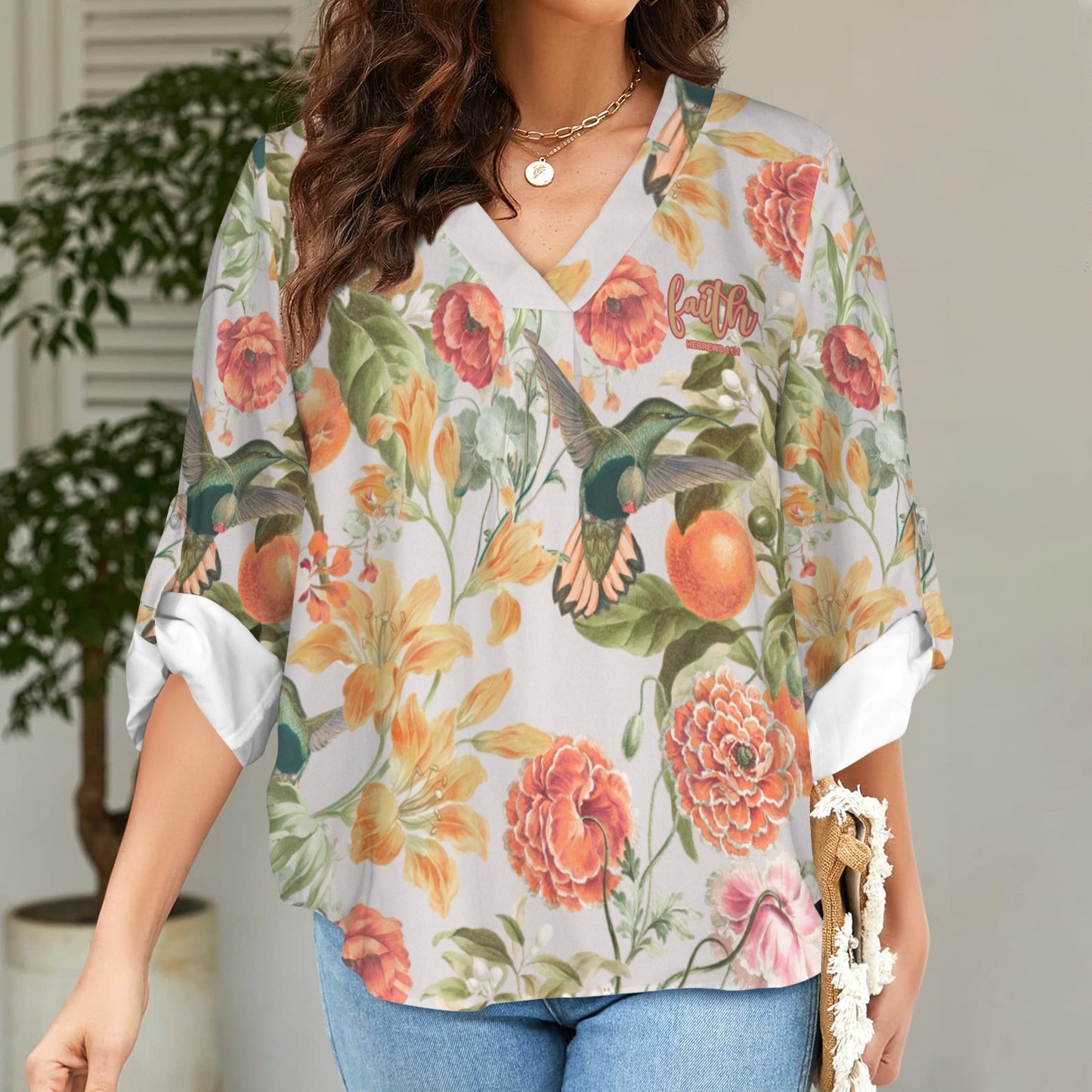 "Faith Ephesians 2:8" Orange Floral