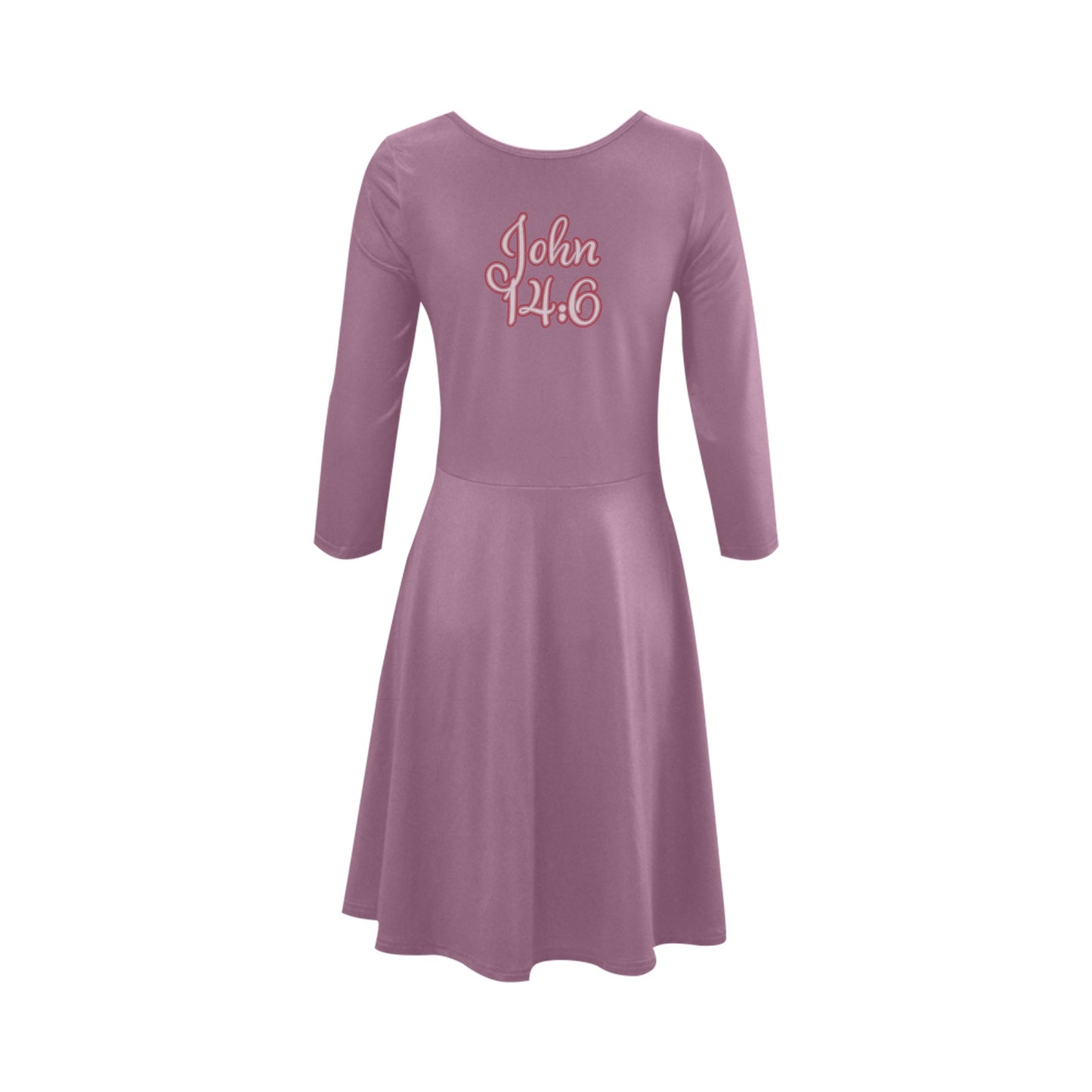"John 14:6" Purple Women's 3/4 Sleeve Fit Flare Midi Dress