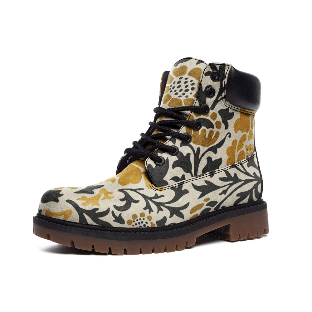 Black & Yellow Floral Casual Leather Lightweight boots TB