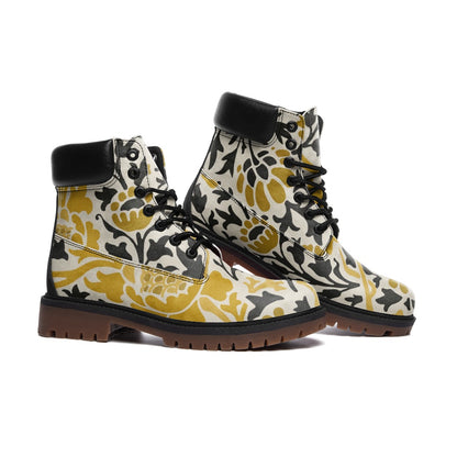 Black & Yellow Floral Casual Leather Lightweight boots TB