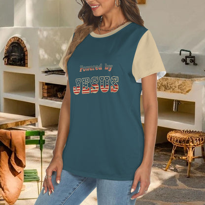 "Powered by Jesus" Women's Crewneck Short Sleeve T Shirt