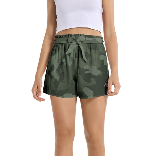 "God's Girl" Green Camo Women's Belted Short