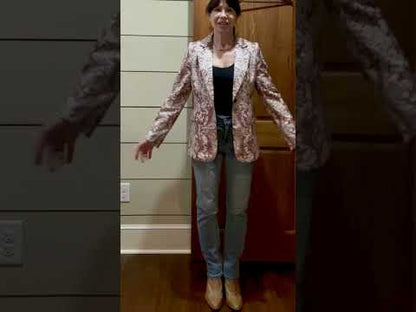 "Jesus Saves" Pinkish Brown Floral with Bling Open Front Casual Long Sleeve Blazer 35%off new sales price $51.35