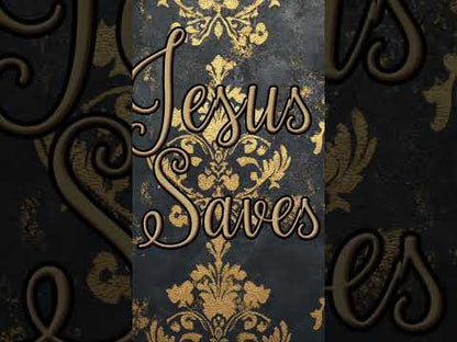 Barb's Fav Jesus Saves Red & Black Floral Polyester Women's Blazer