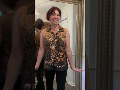 "Jesus Saves" leopard  Women's UV Protection Sleeveless Polo Shirt