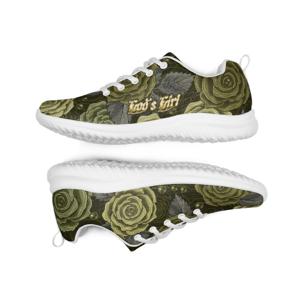 "God's Girl" Green Camo Roses Women’s athletic shoes